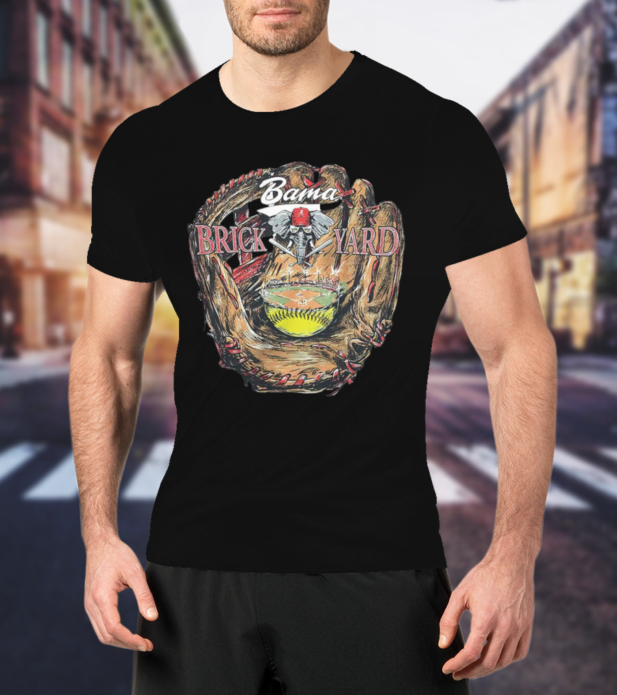 Bama Brick Yard Baseball Elephant Glove Stadium T-Shirt