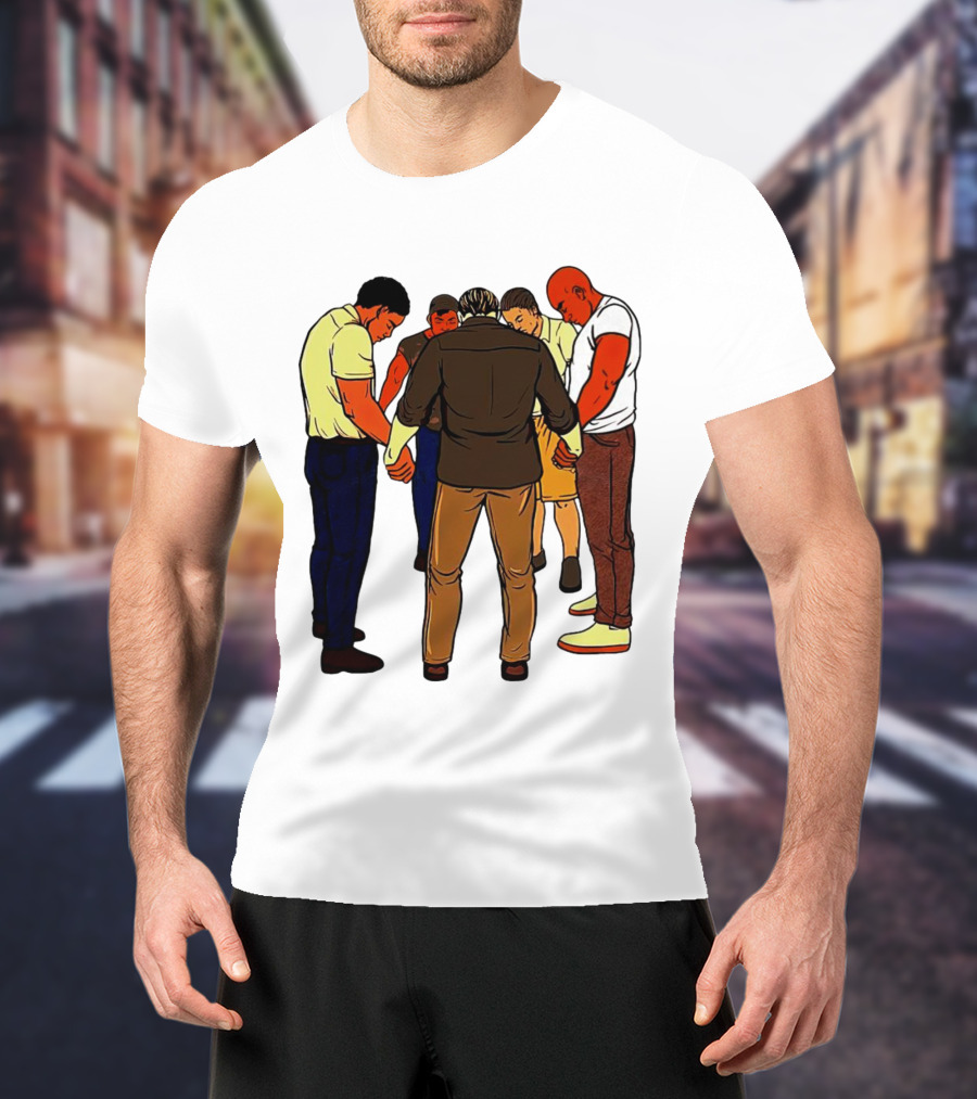 Black Men Praying In Circle Together T-Shirt