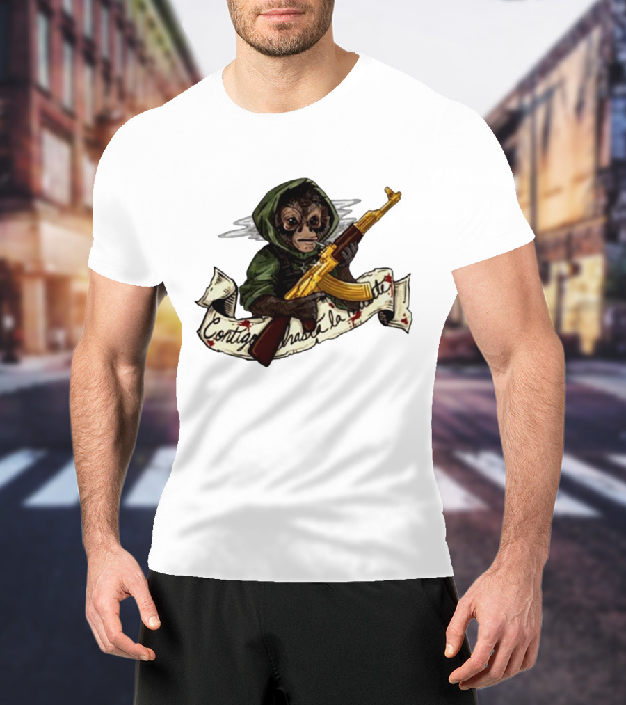 El Changuito Contigo Hasta La Muerte Monkey With AK-47 T-Shirt