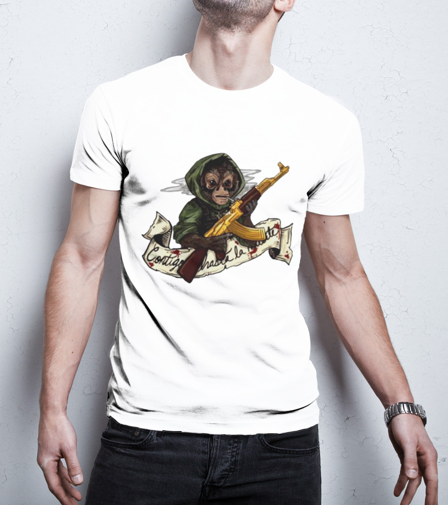 El Changuito Contigo Hasta La Muerte Monkey With AK-47 T-Shirt