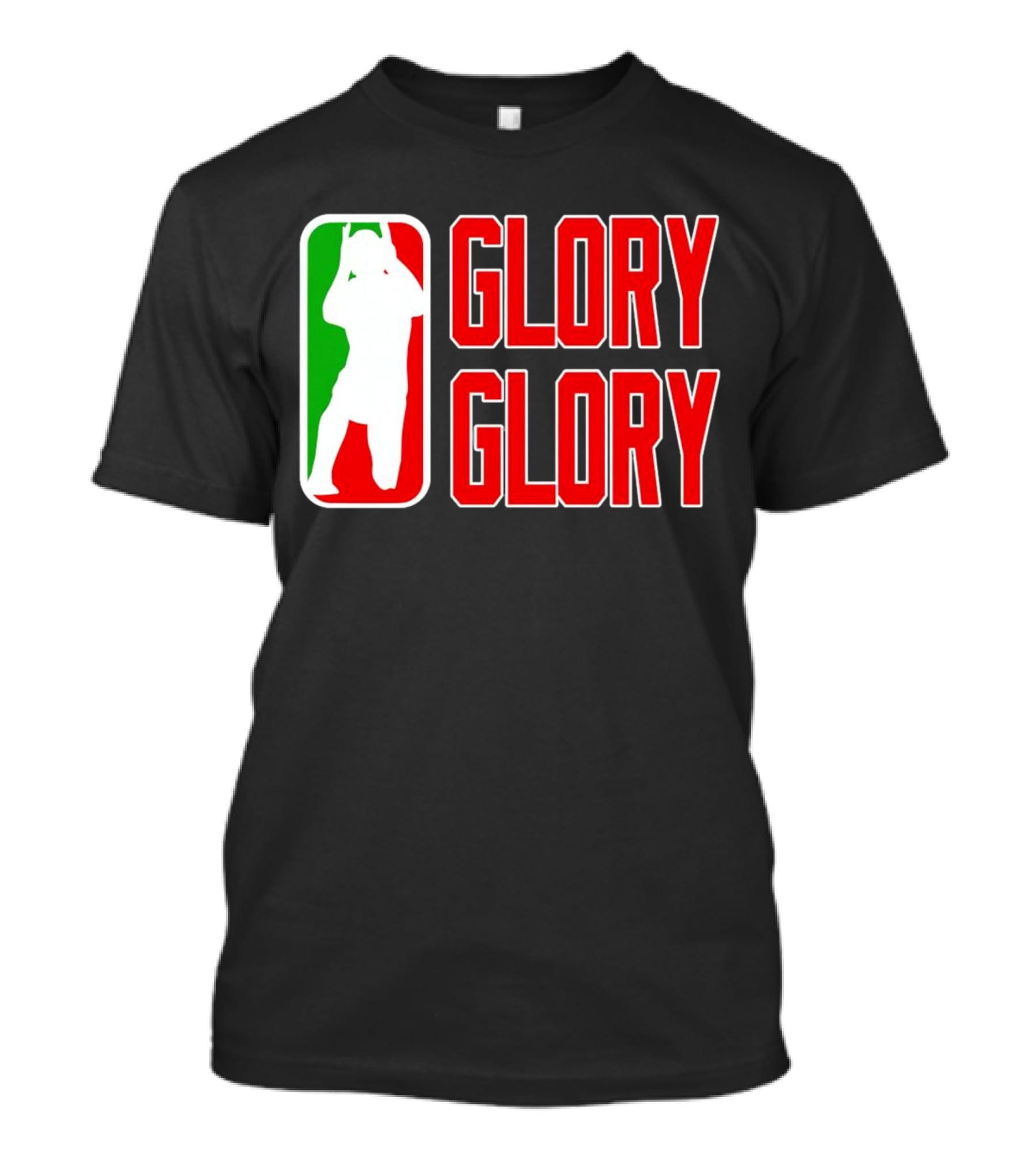 GLORY GLORY Soccer Trophy Celebration Silhouette Mexican Flag Colors T-Shirt