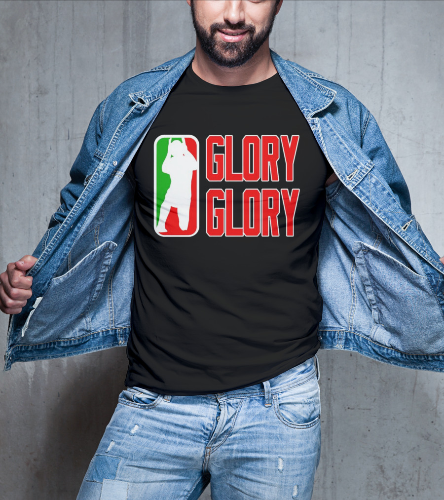 GLORY GLORY Soccer Trophy Celebration Silhouette Mexican Flag Colors T-Shirt