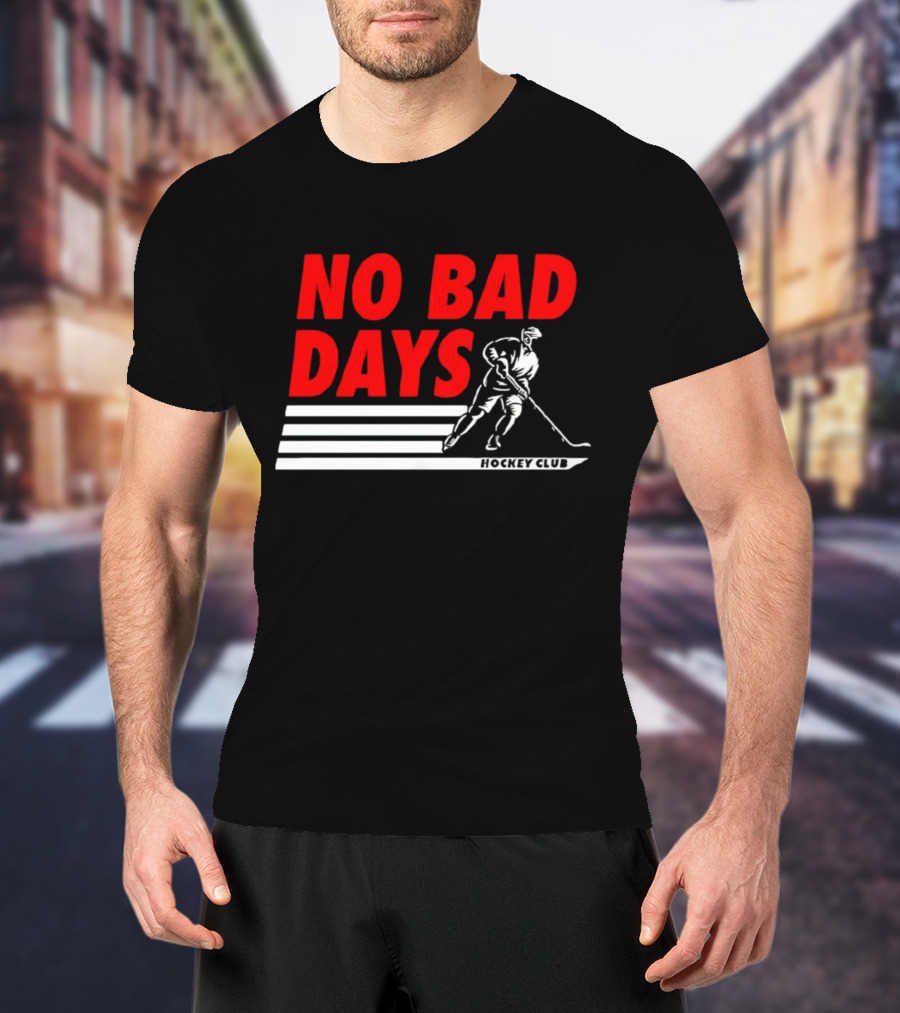 No Bad Days Hockey Club Skater Stripe Motif T-Shirt