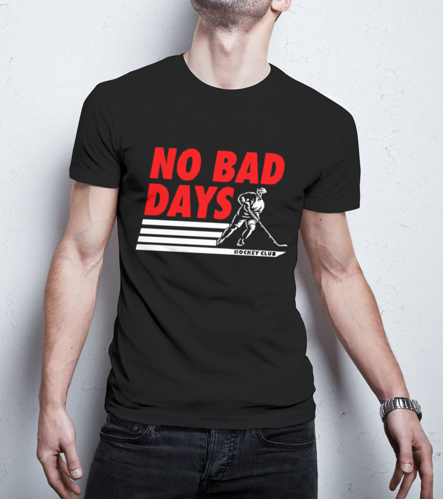 No Bad Days Hockey Club Skater Stripe Motif T-Shirt