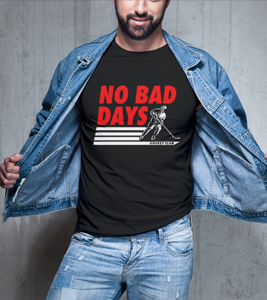 No Bad Days Hockey Club Skater Stripe Motif T-Shirt