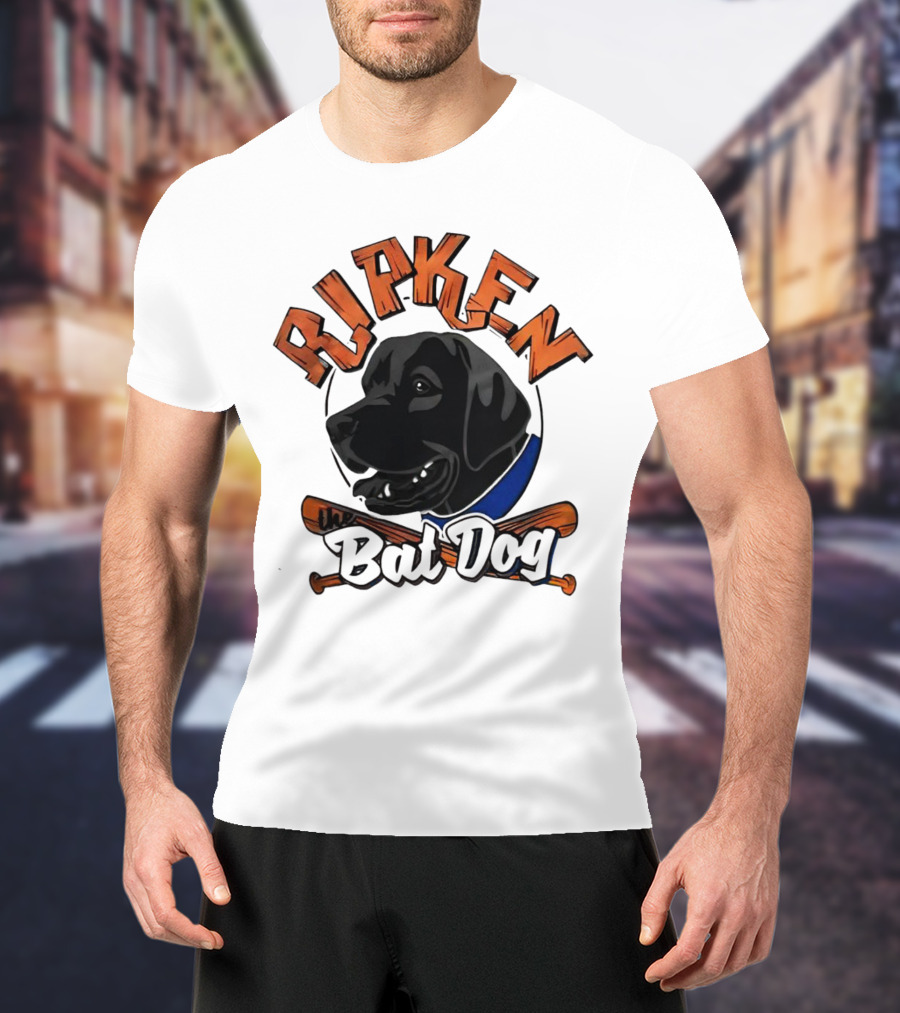 Ripken Bat Dog Baseball Themed Canine Mascot T-Shirt