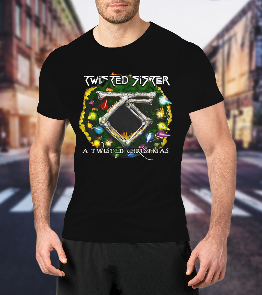 Twisted Sister A Twisted Christmas Holiday Wreath With Bones And Ornaments T-Shirt
