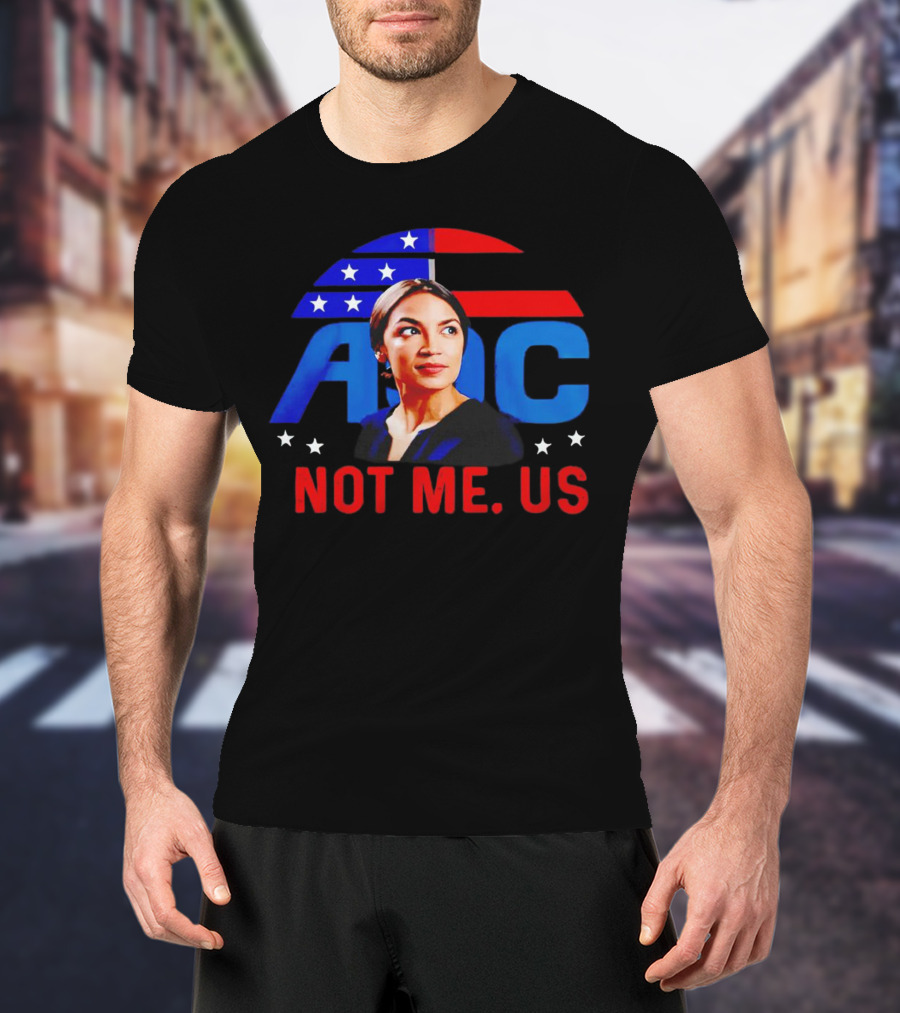 AOC Not Me Us American Flag Motif T-Shirt