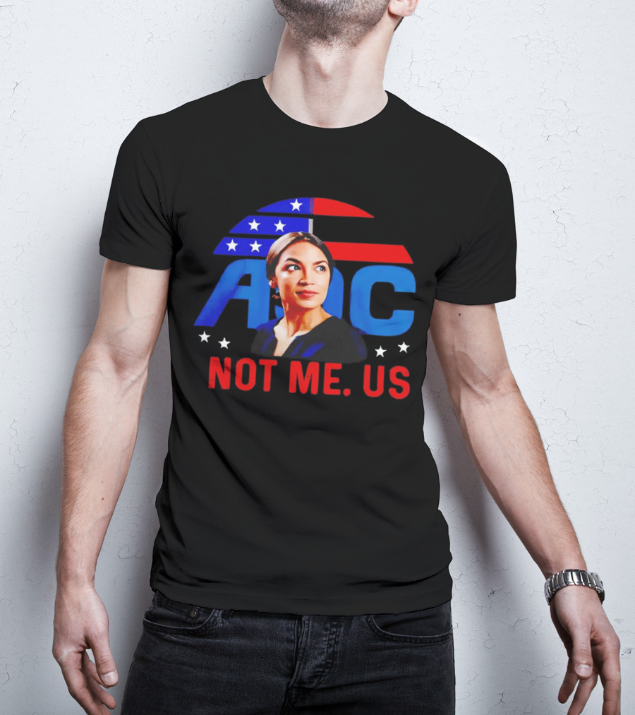 AOC Not Me Us American Flag Motif T-Shirt