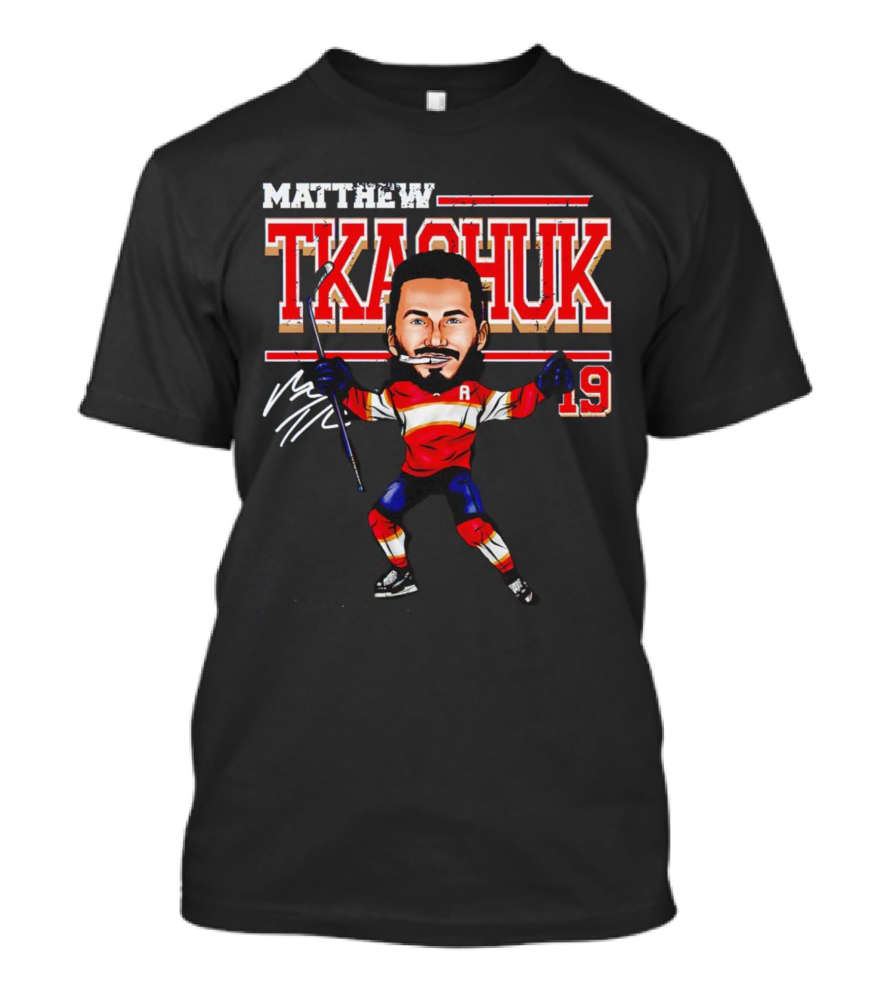 Matthew Tkachuk Florida Panthers Number 19 Cartoon Signature T-Shirt