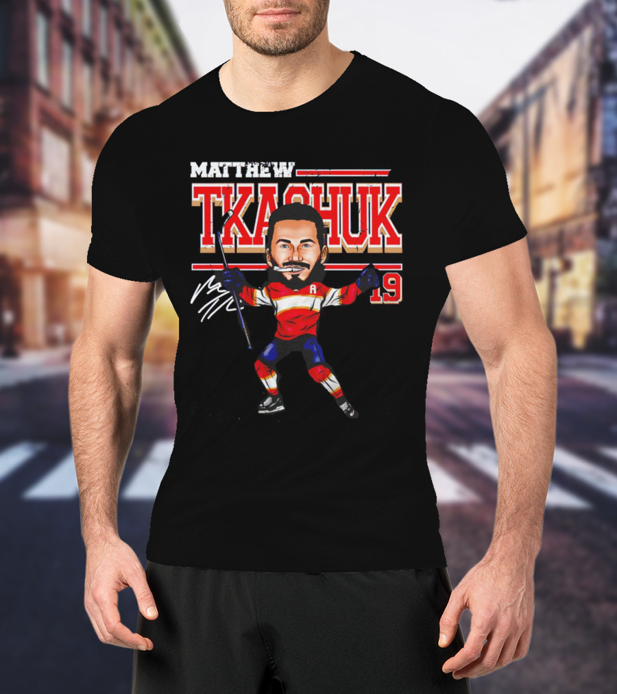 Matthew Tkachuk Florida Panthers Number 19 Cartoon Signature T-Shirt
