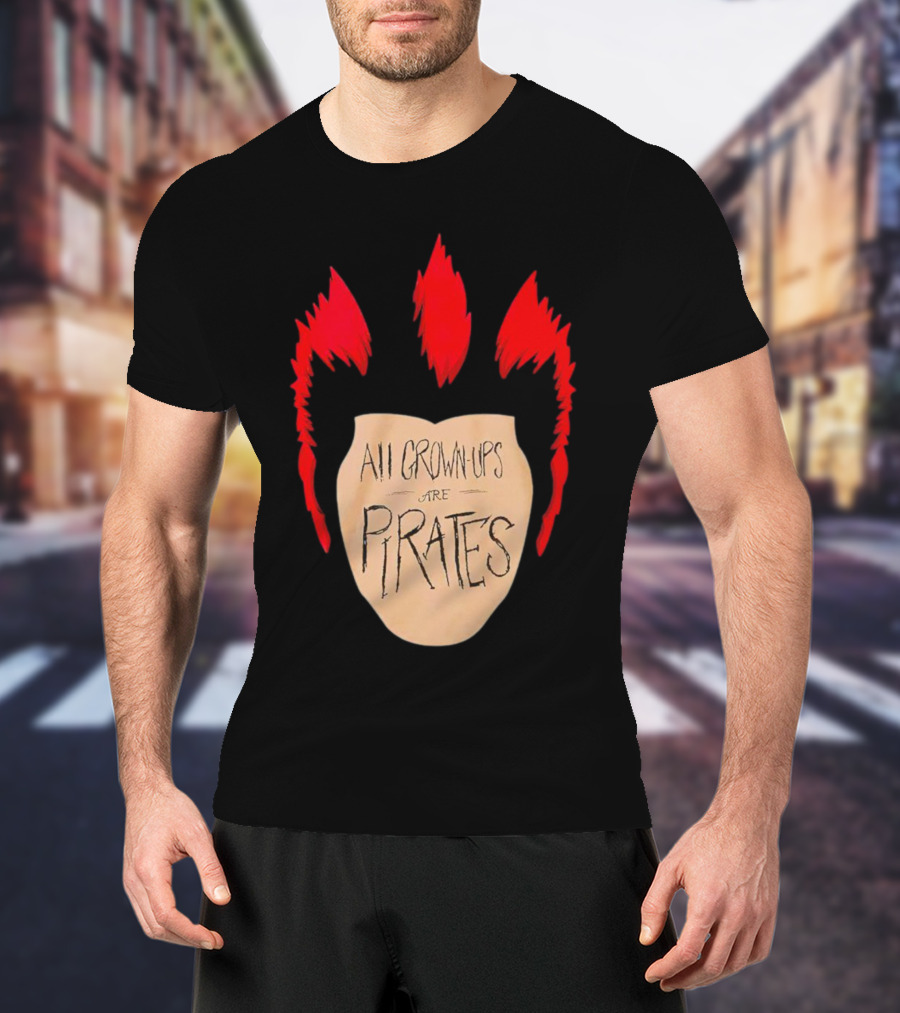 All Grown Ups Are Pirates Red Hair Patch T-Shirt