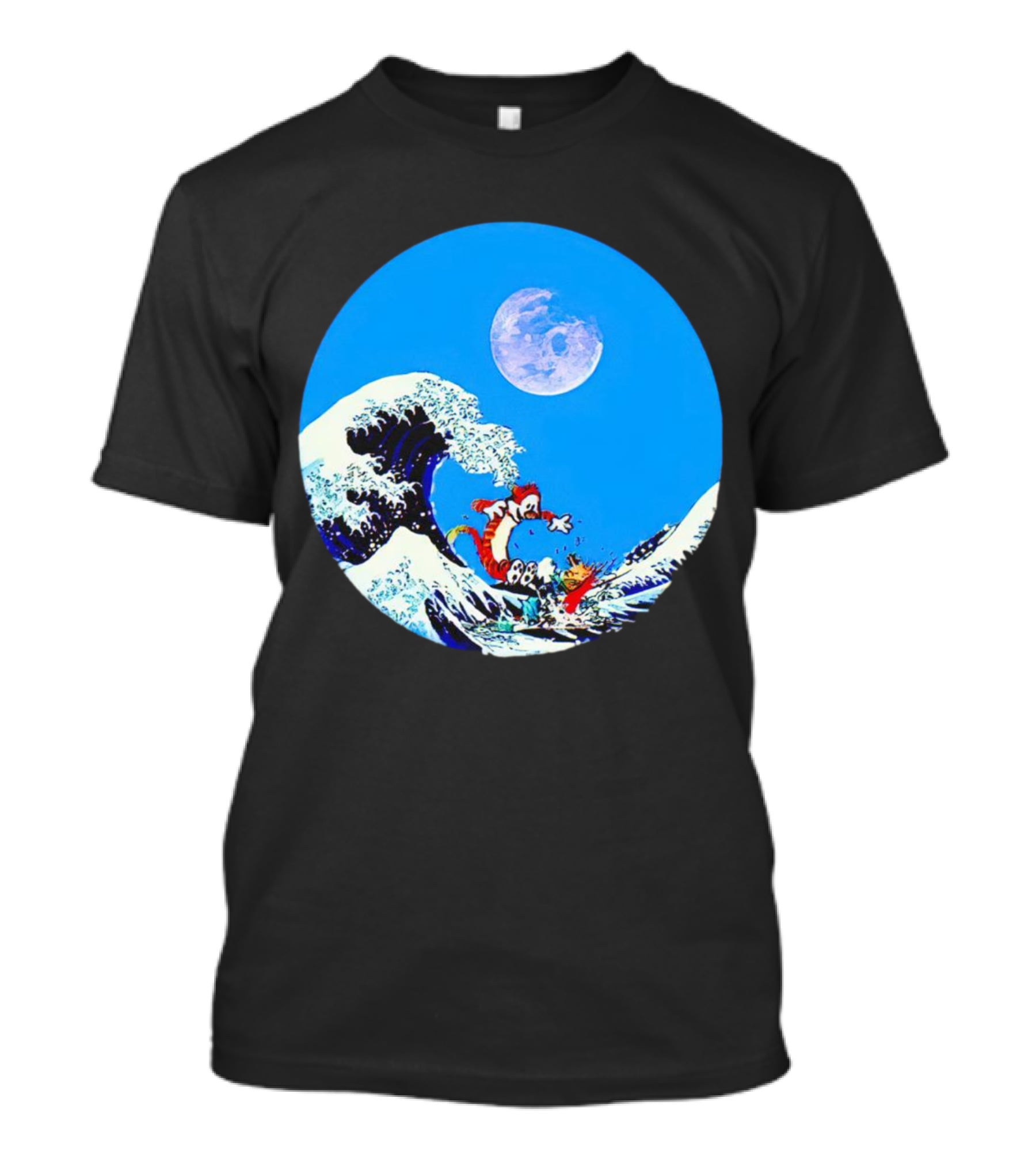 Calvin And Hobbes Lovers Great Wave Moon Adventure T-Shirt
