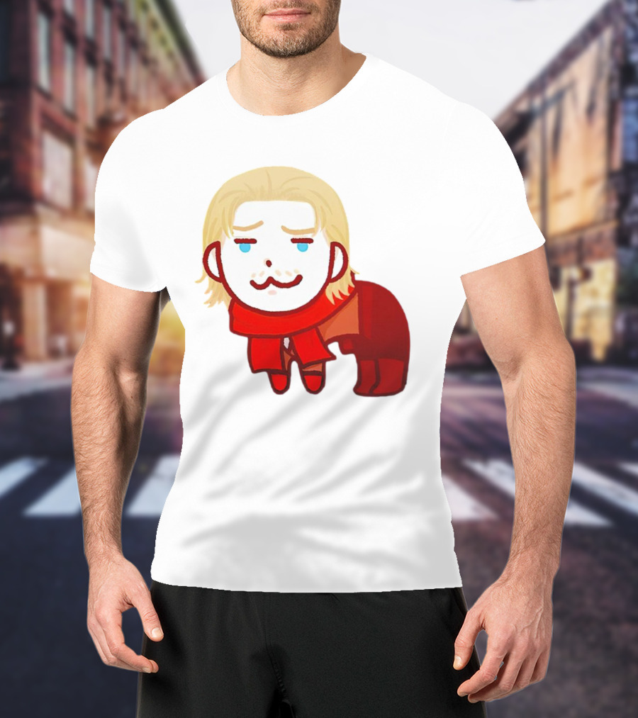 Ocelot Creature Blonde Character In Red Scarf And Outift T-Shirt