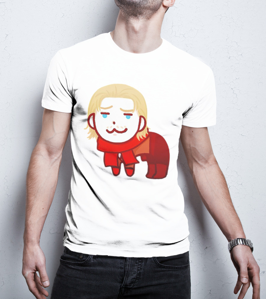 Ocelot Creature Blonde Character In Red Scarf And Outift T-Shirt