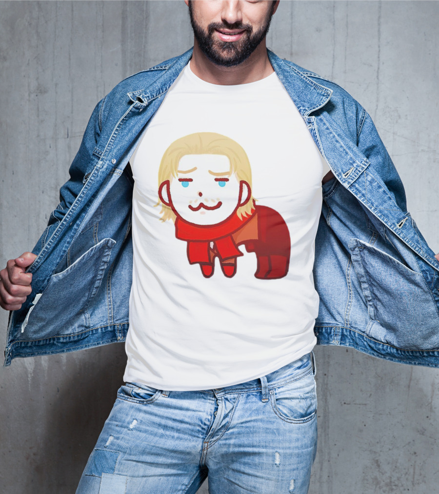 Ocelot Creature Blonde Character In Red Scarf And Outift T-Shirt