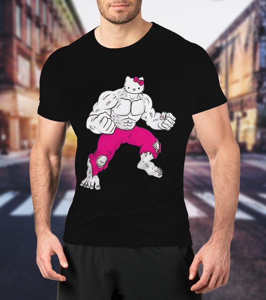 Hello Kitty Meets Hulk Crossover Mashup T-Shirt