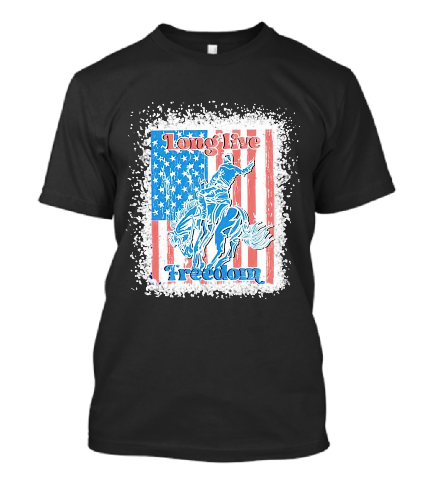 Long Live Freedom America Flag Cowboy And Horse T-Shirt