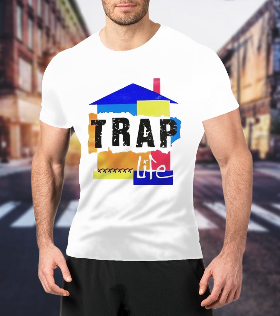 TRAP Life House Design Multicolored Blocks And X Marks T-Shirt
