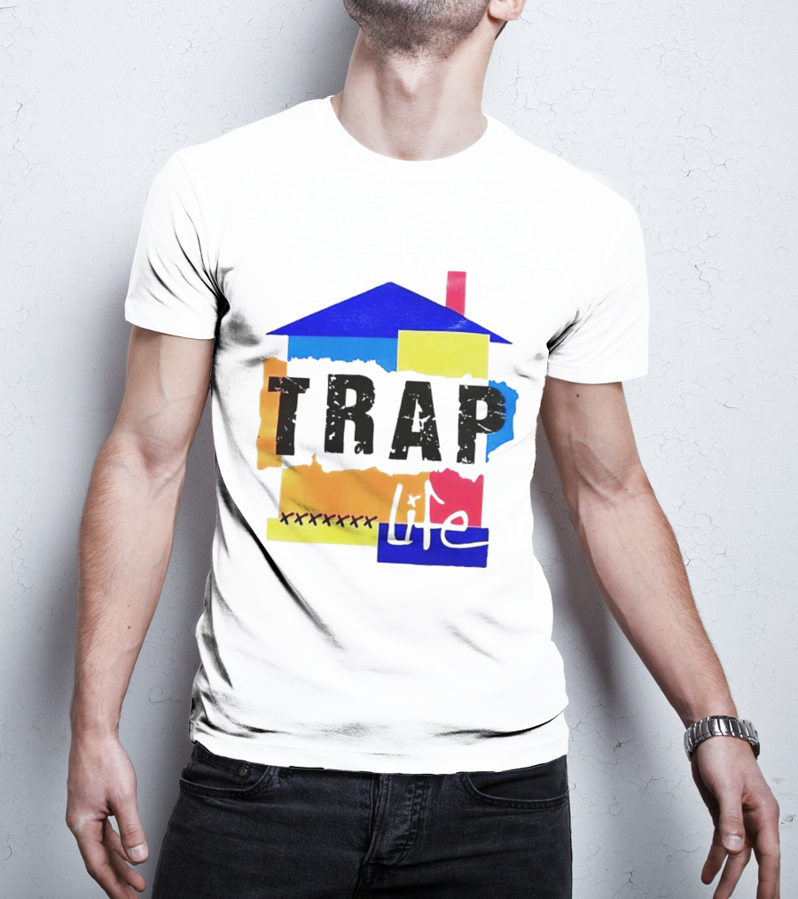TRAP Life House Design Multicolored Blocks And X Marks T-Shirt