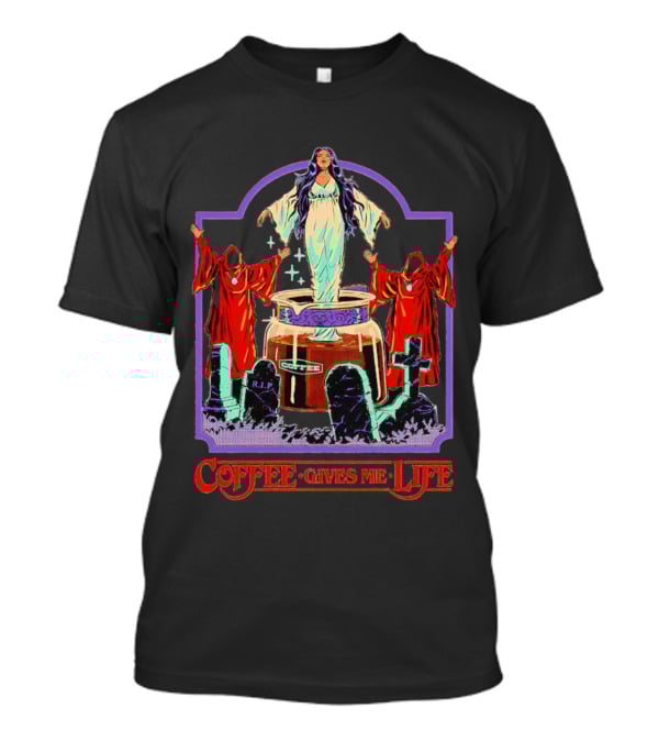 COFFEE GIVES ME LIFE Enchantress And Ritual Scene With Tombstones T-Shirt