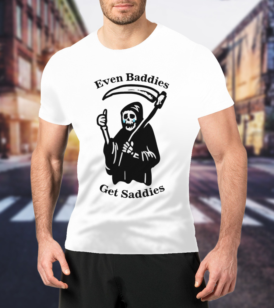 Even Baddies Get Saddies Grim Reaper With Scythe And Thumbs Up T-Shirt