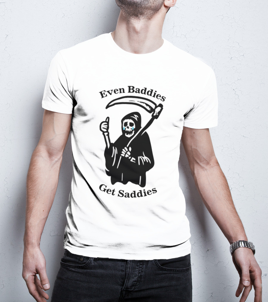 Even Baddies Get Saddies Grim Reaper With Scythe And Thumbs Up T-Shirt