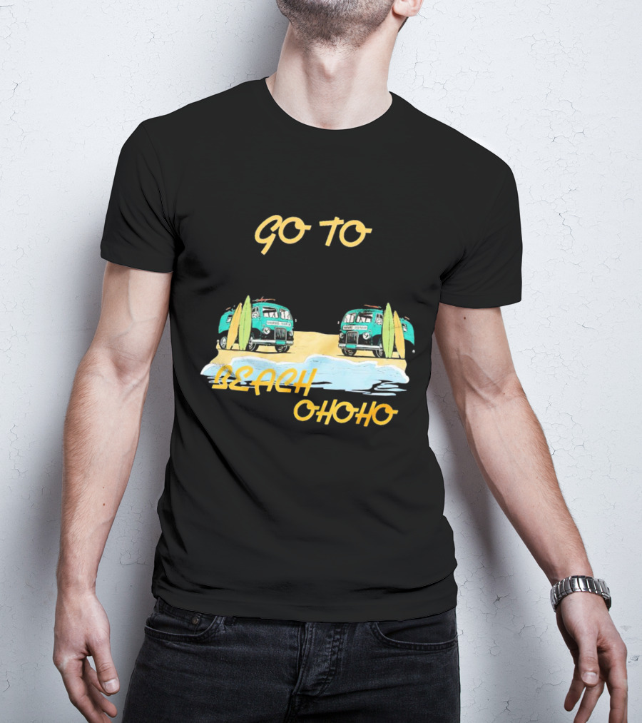 Go To Beach Ohoho Classic Retro Surf Vans And Surfboards T-Shirt
