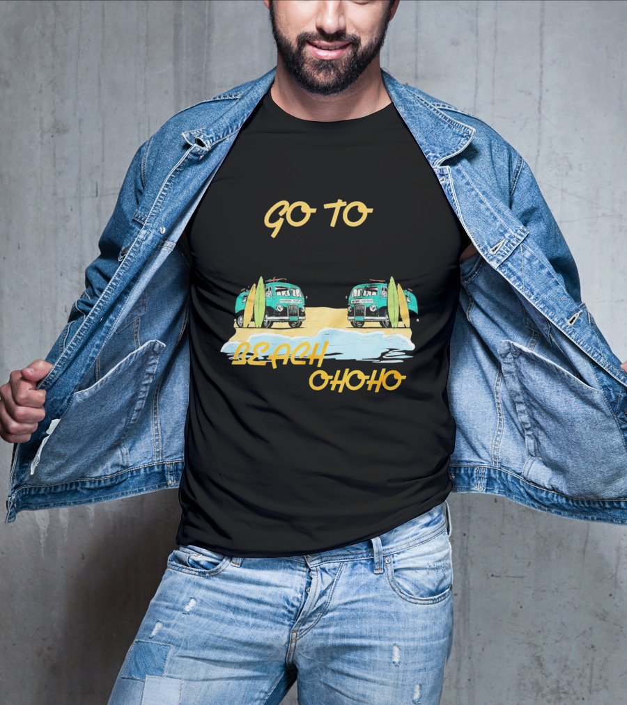 Go To Beach Ohoho Classic Retro Surf Vans And Surfboards T-Shirt