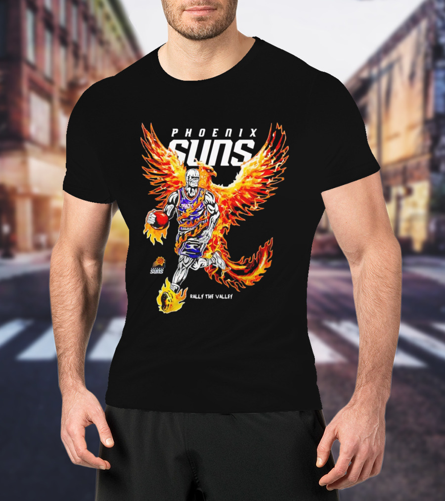 Phoenix Suns Flaming Basketball Phoenix Rally The Valley T-Shirt