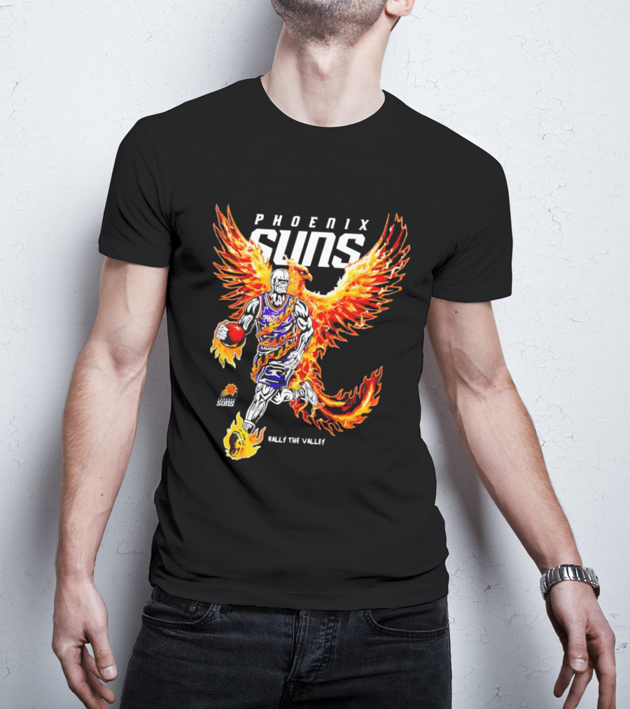 Phoenix Suns Flaming Basketball Phoenix Rally The Valley T-Shirt