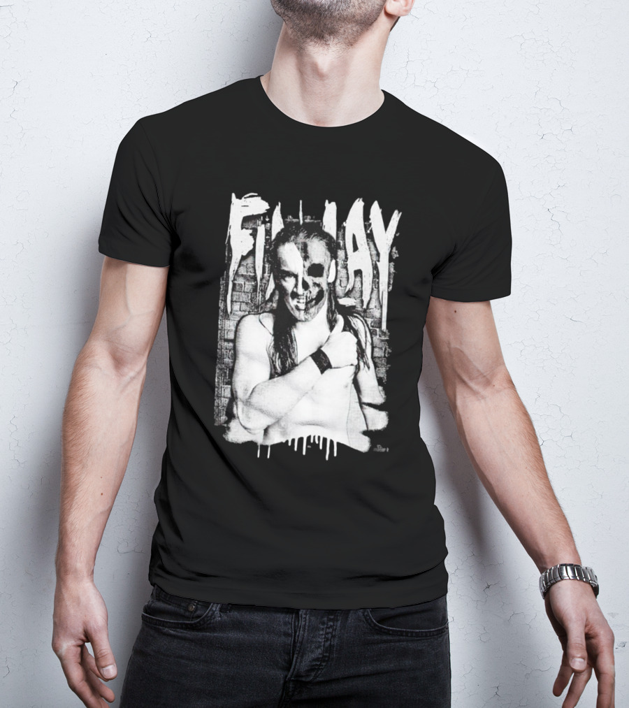 Skull Face Finlay Grunge Style Brick Wall Background T-Shirt