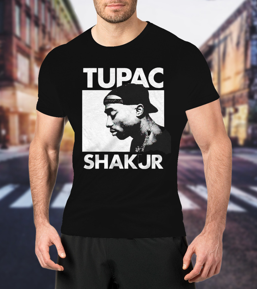 Tupac Shakur Profile Portrait Black T-Shirt