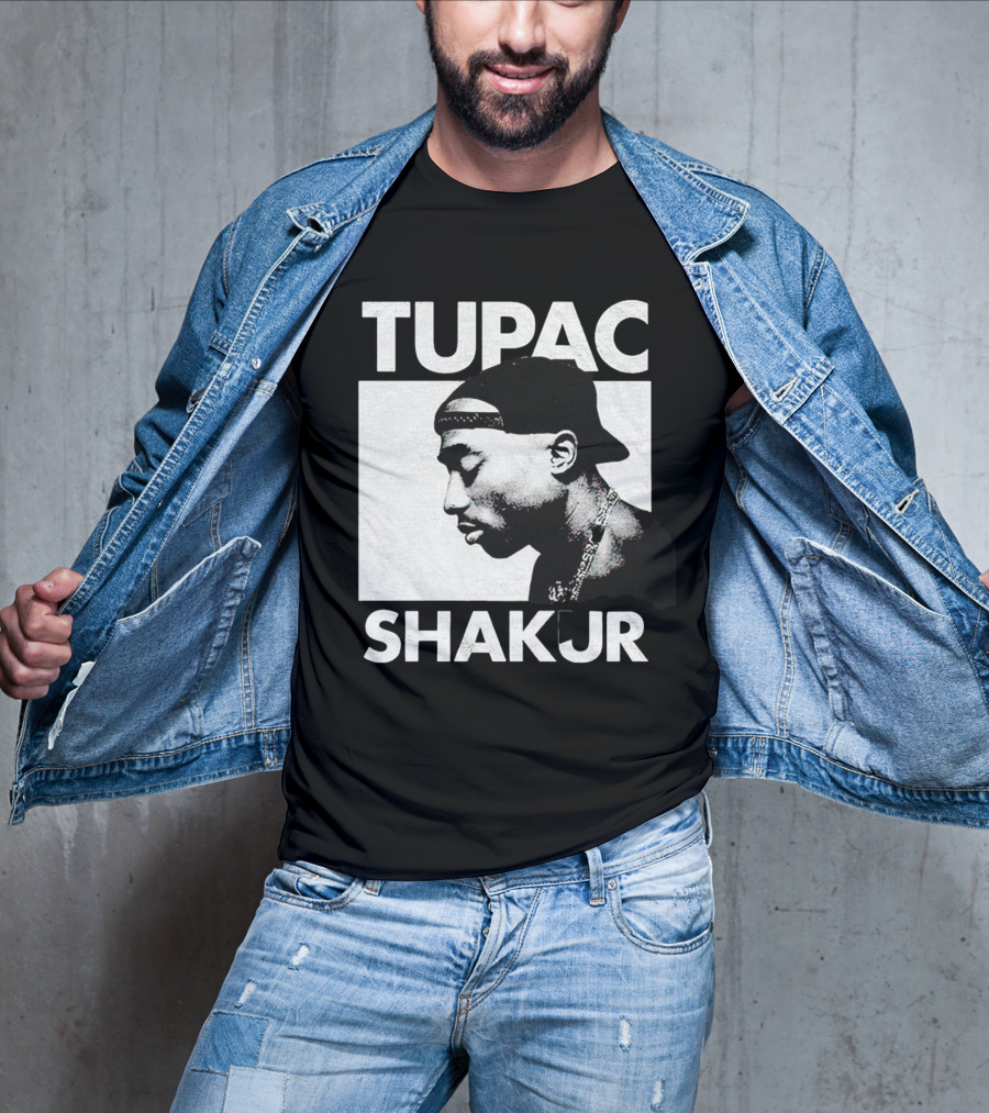 Tupac Shakur Profile Portrait Black T-Shirt