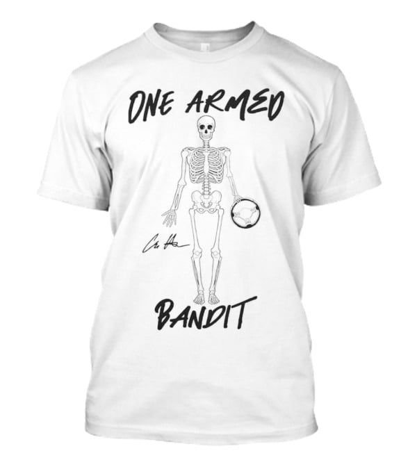 One Armed Bandit Skeleton Holding Football Chris Hacker T-Shirt