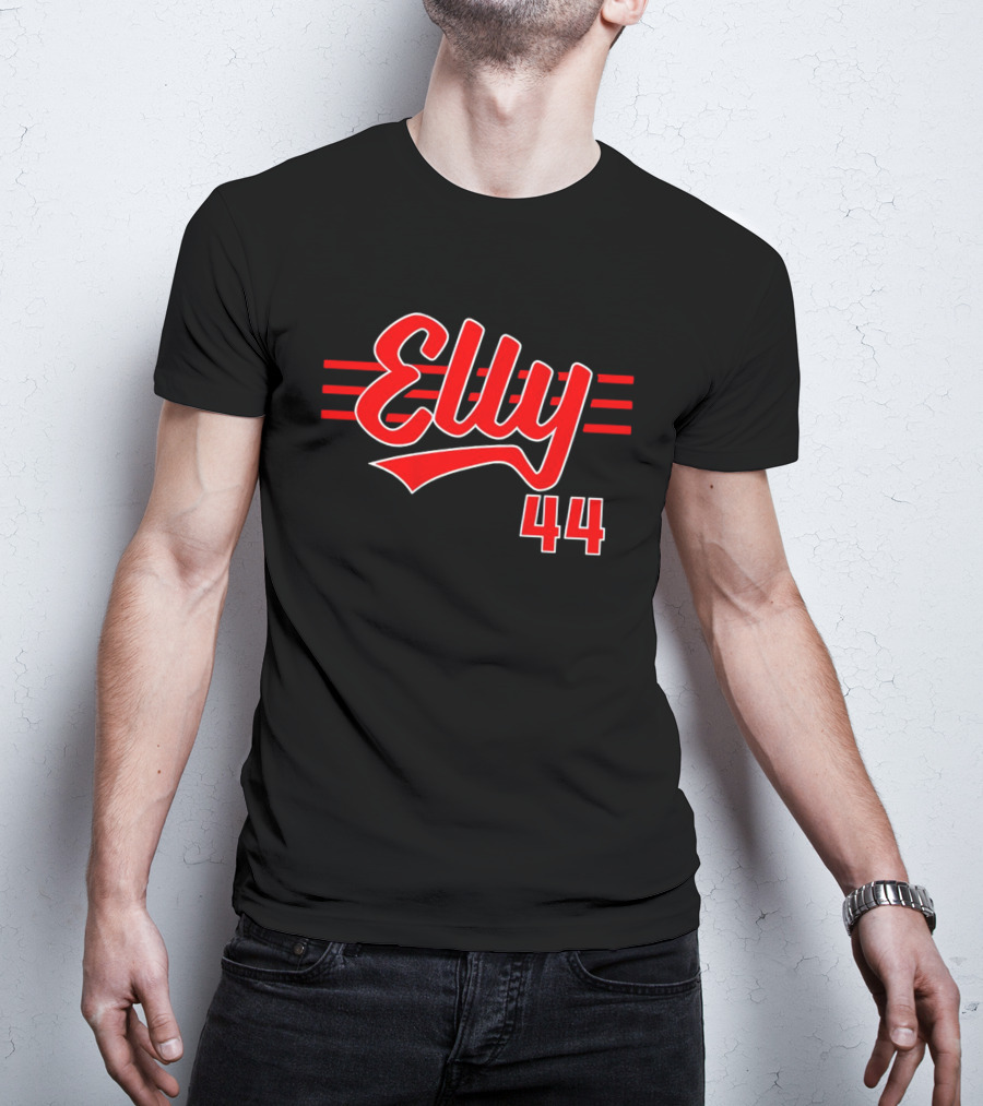 Elly De La Cruz 44 Cincinnati Script Red Stripes T-Shirt