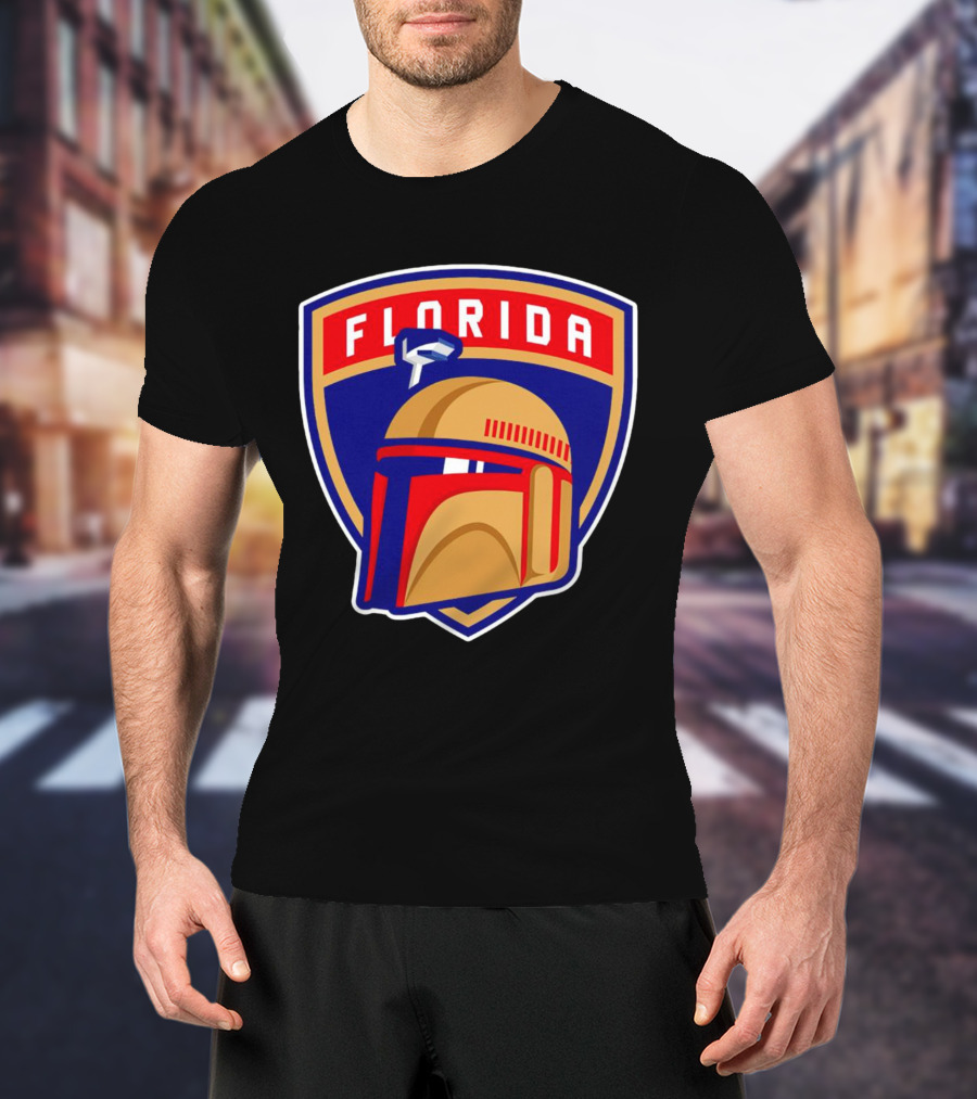 Florida Panthers Boba Fett Helmet Star Wars Collaboration T-Shirt