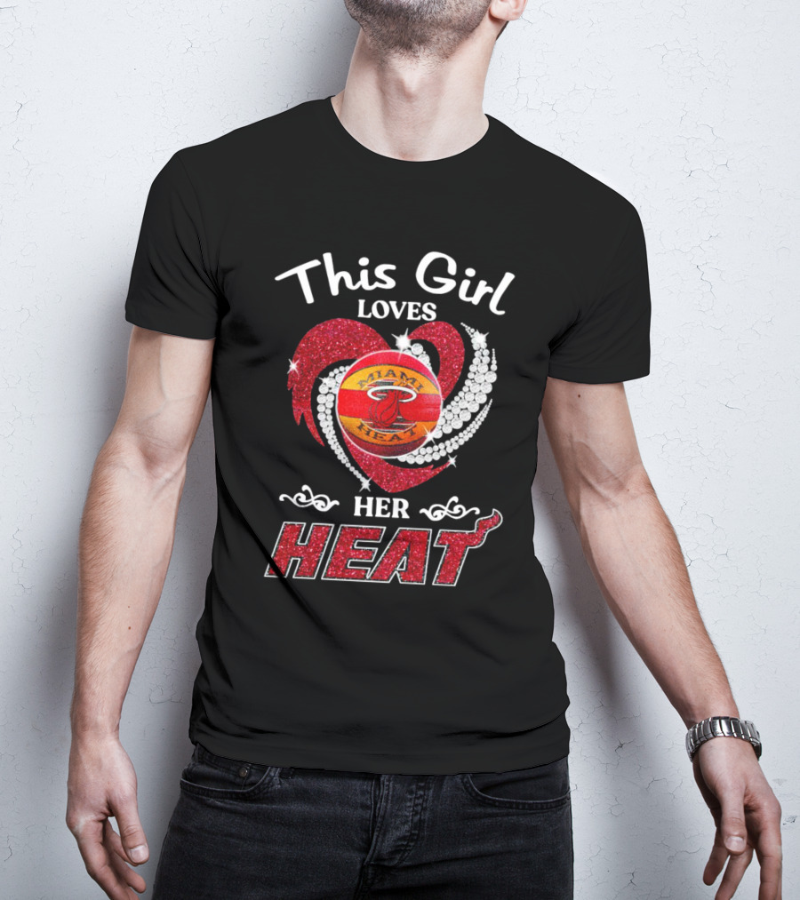 This Girl Loves Her Miami Heat Basketball Team Heart T-Shirt