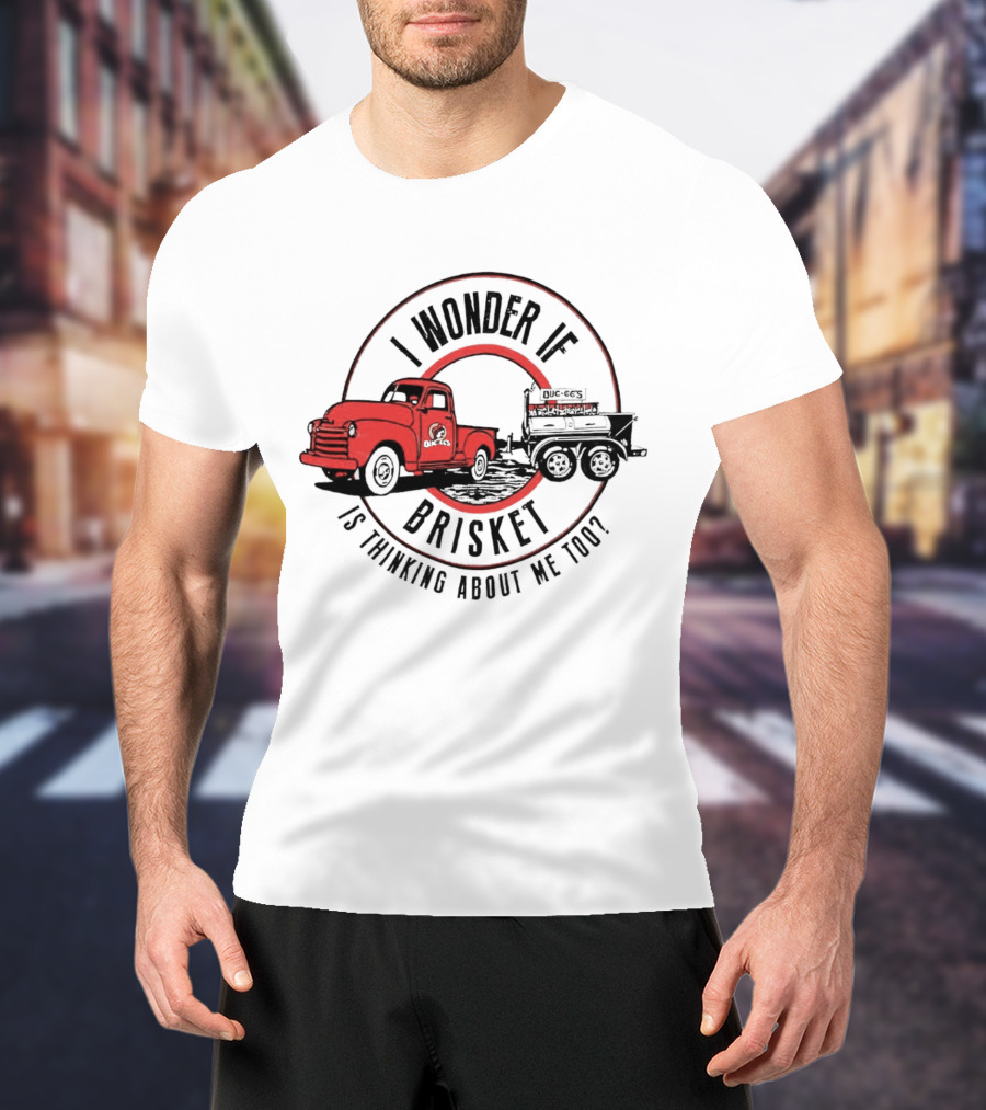 I Wonder If Brisket Is Thinking About Me Too Vintage Truck BBQ T-Shirt