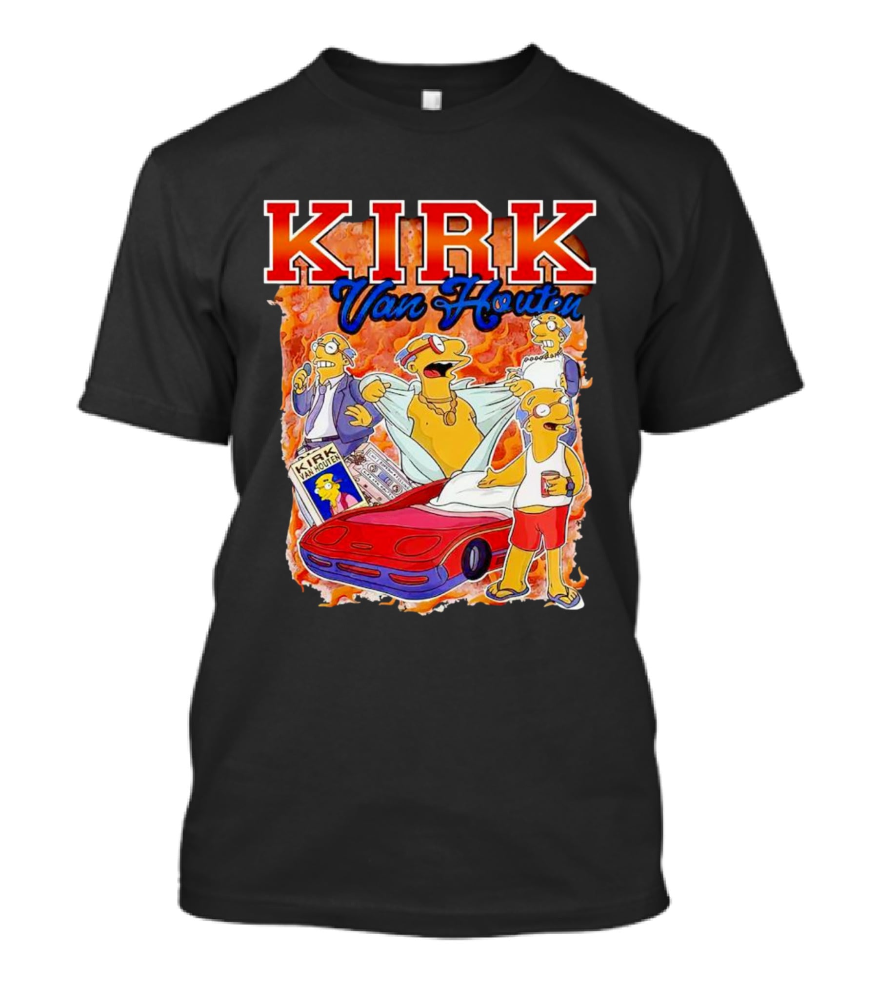 Kirk Van Houten Vintage Comic Car Flames Drink T-Shirt