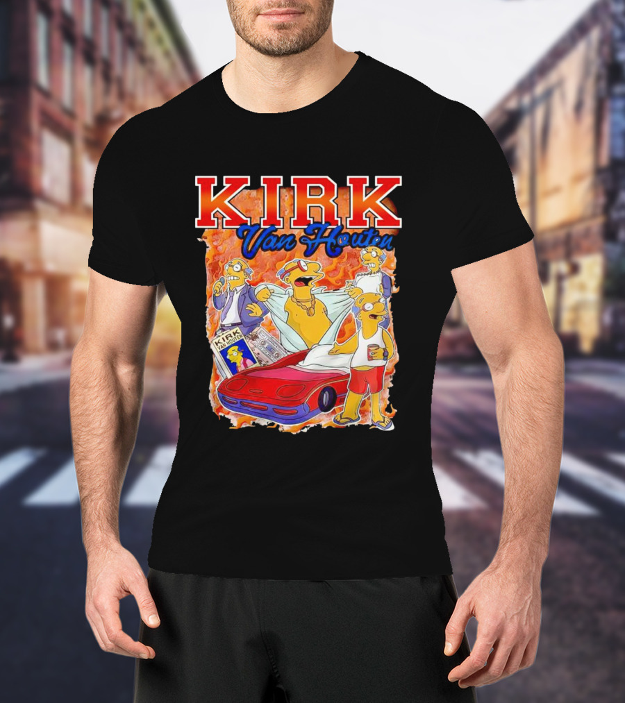 Kirk Van Houten Vintage Comic Car Flames Drink T-Shirt
