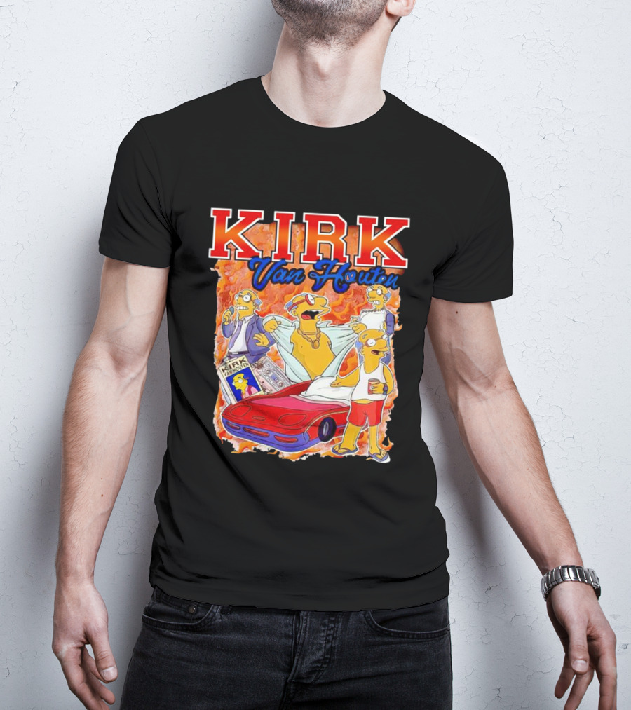 Kirk Van Houten Vintage Comic Car Flames Drink T-Shirt