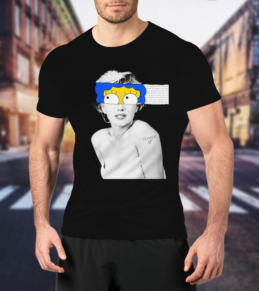 Marylin Monroe And Marge Simpson Crossover With Homer Tattoo T-Shirt