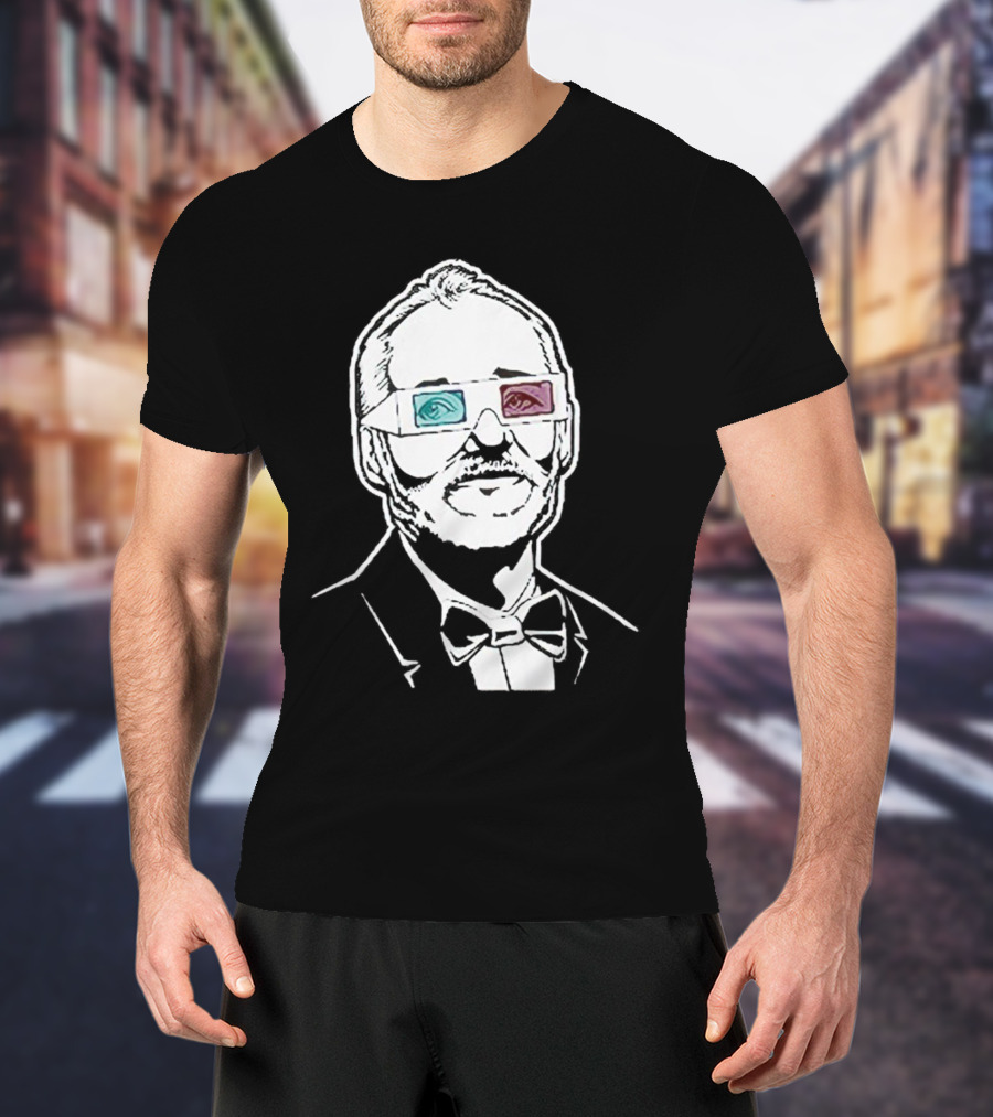 Black The Chivery Bill Murray BFM 3D Glasses T-Shirt
