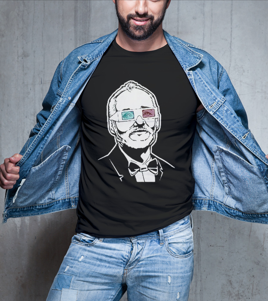 Black The Chivery Bill Murray BFM 3D Glasses T-Shirt