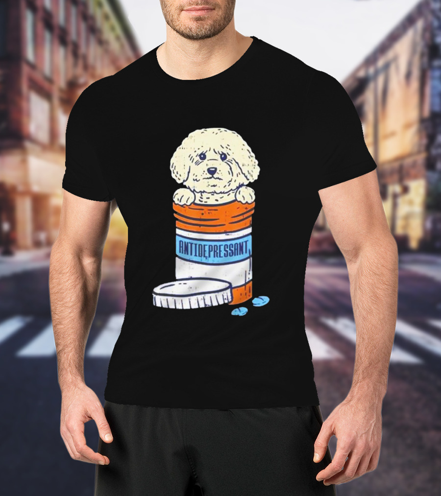 Bichons Frises Antidepressant Dog In Pill Bottle T-Shirt