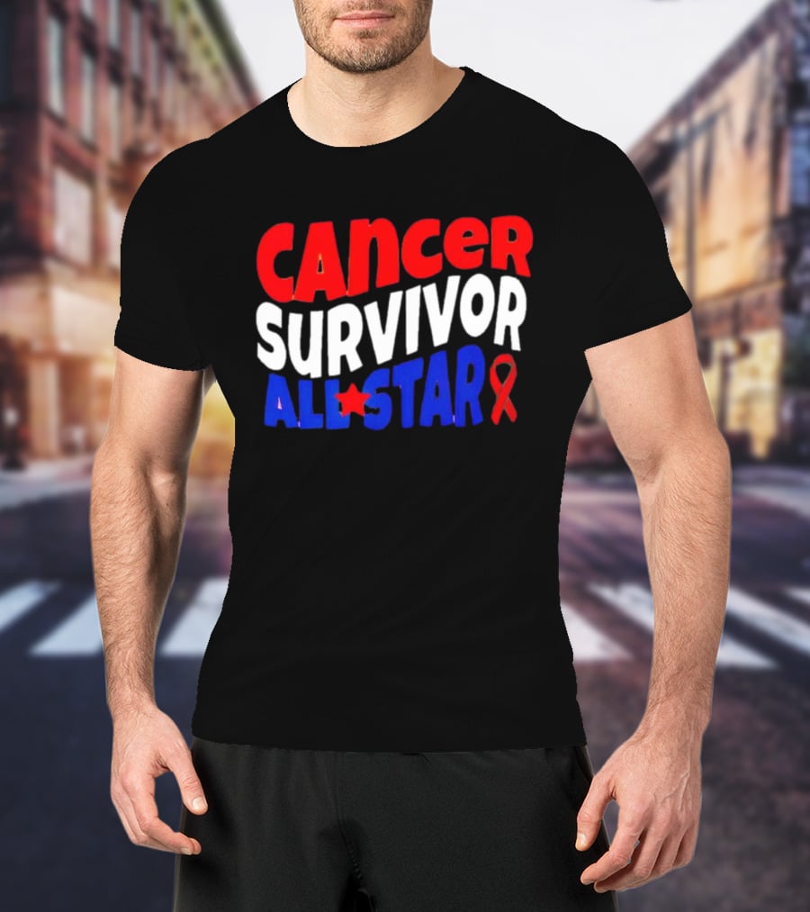 CANCER SURVIVOR ALL STAR RED WHITE BLUE T-Shirt