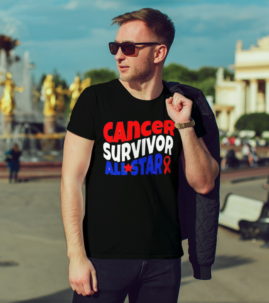CANCER SURVIVOR ALL STAR RED WHITE BLUE T-Shirt
