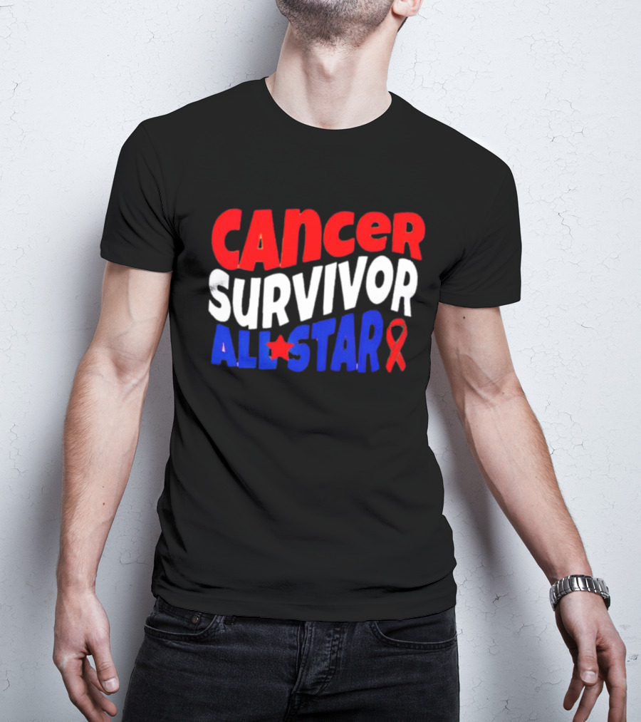 CANCER SURVIVOR ALL STAR RED WHITE BLUE T-Shirt