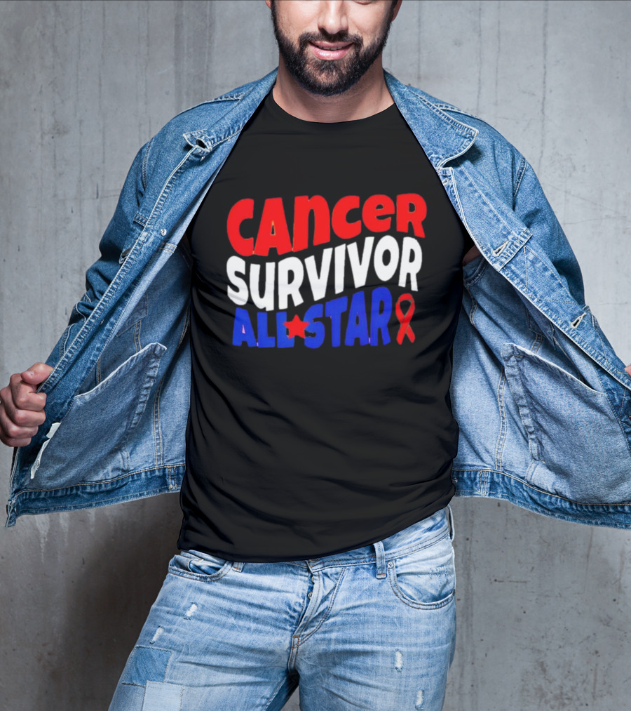 CANCER SURVIVOR ALL STAR RED WHITE BLUE T-Shirt
